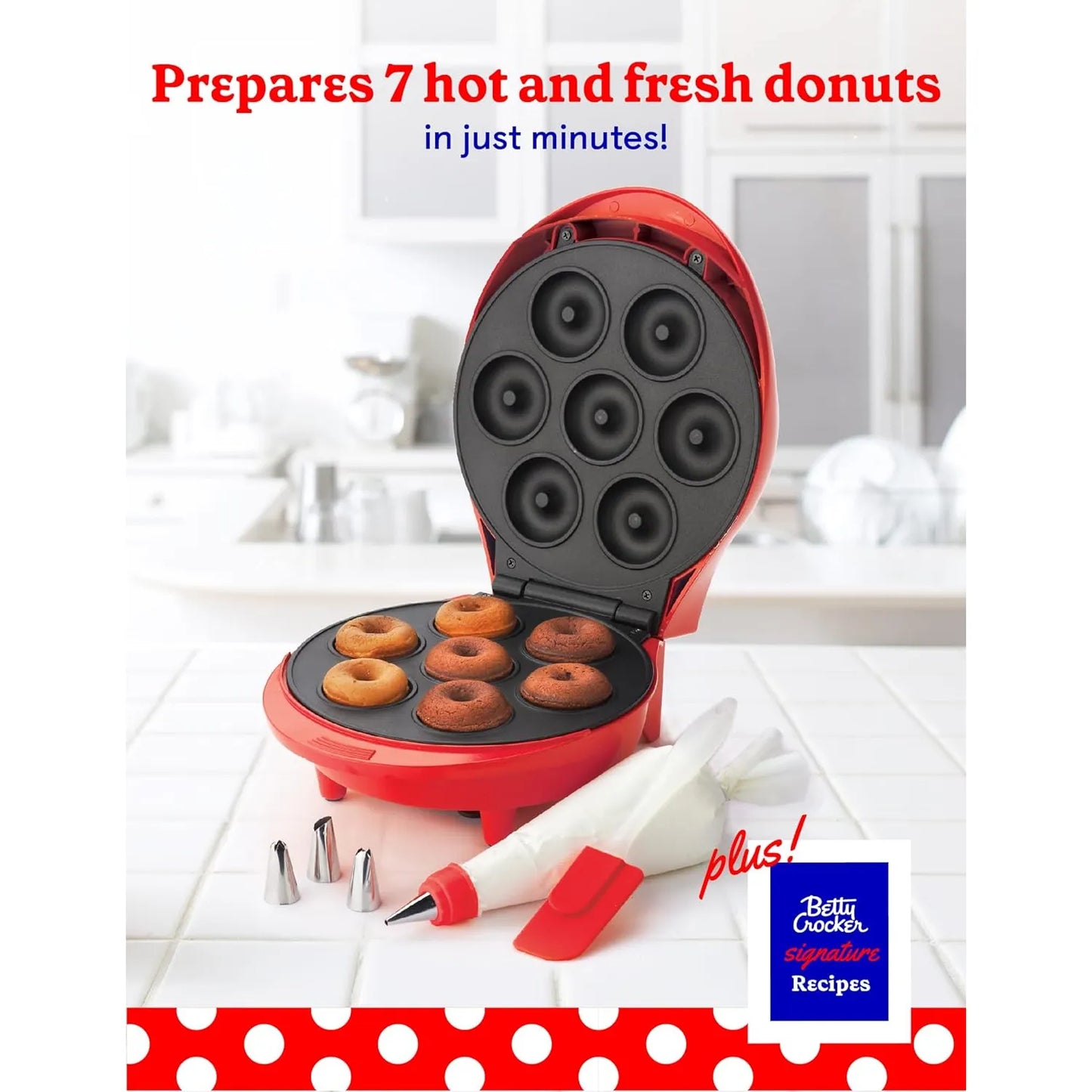 Betty Crocker Mini Máquina De Donas Antiadherente Hornea 7 Donas En Minutos