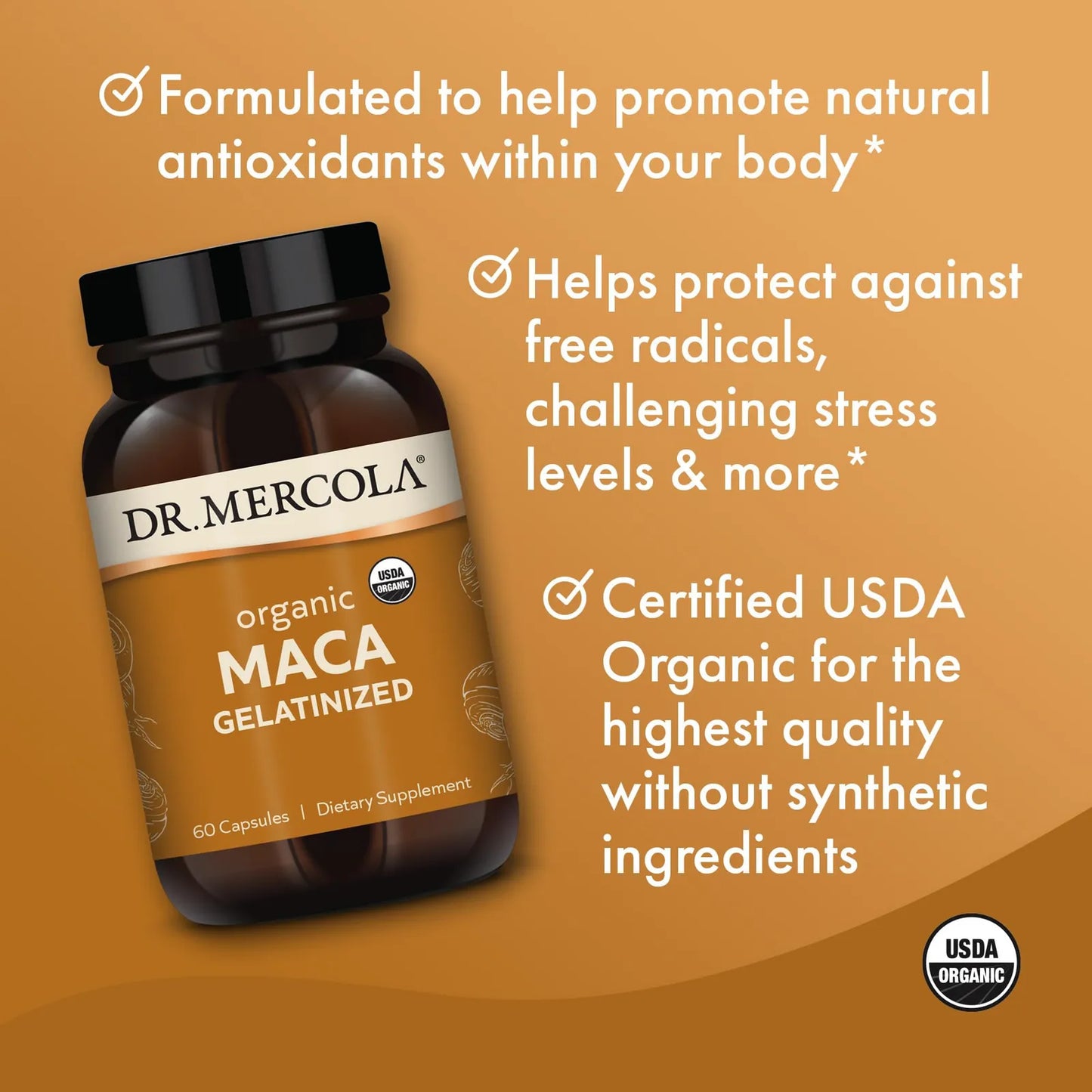Maca Orgánica En Cápsulas 60 Unidades Suplemento Dietético USDA Organic