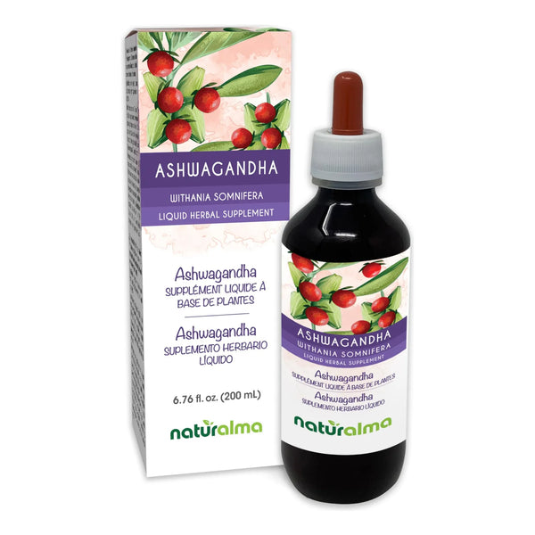 Extracto Líquido De Raíz De Ashwagandha 200ml Gotas Vegano Italia