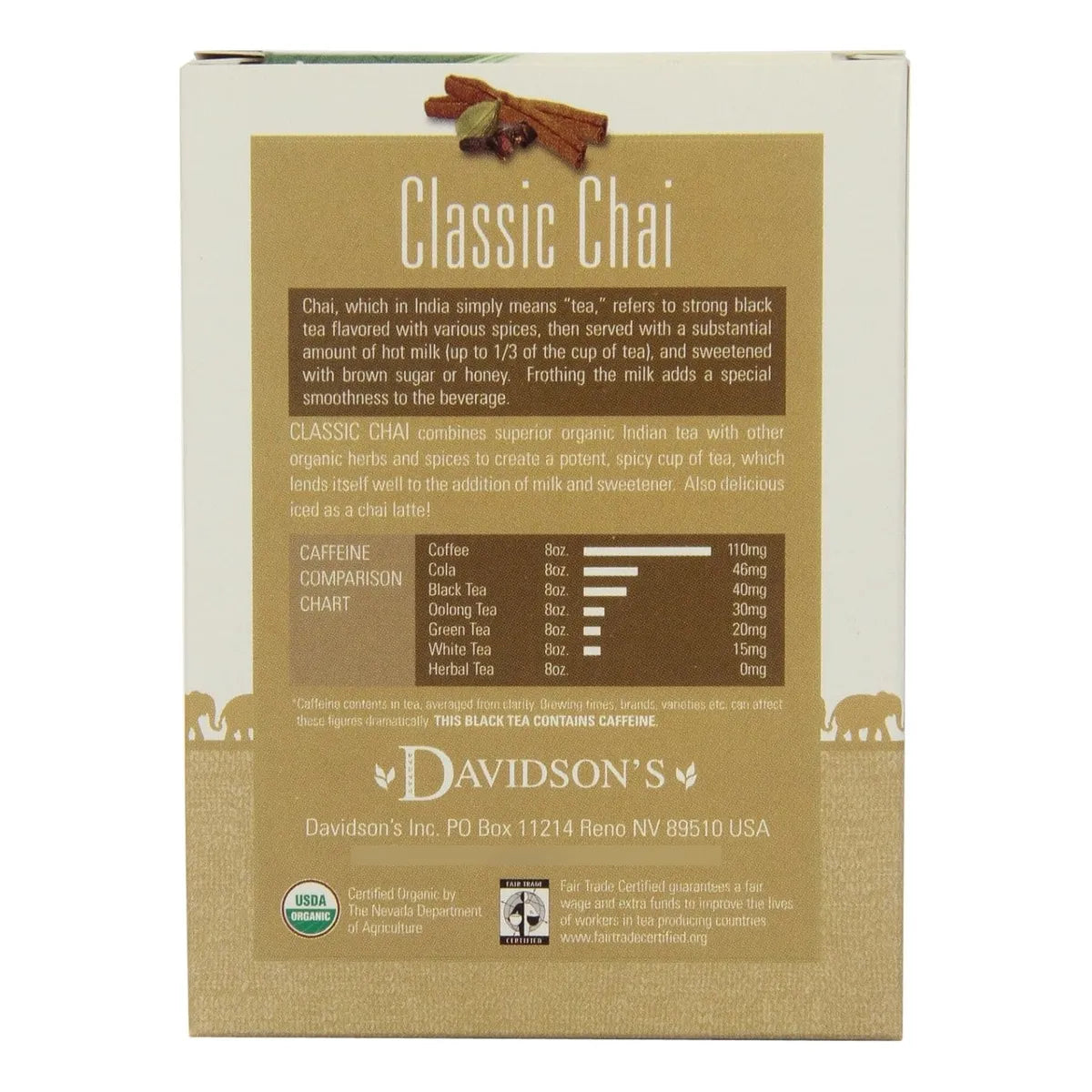 Té Chai Surtido 8 Bolsas Paquete De 12 Orgánico Con Cafeína Ideal Con Leche
