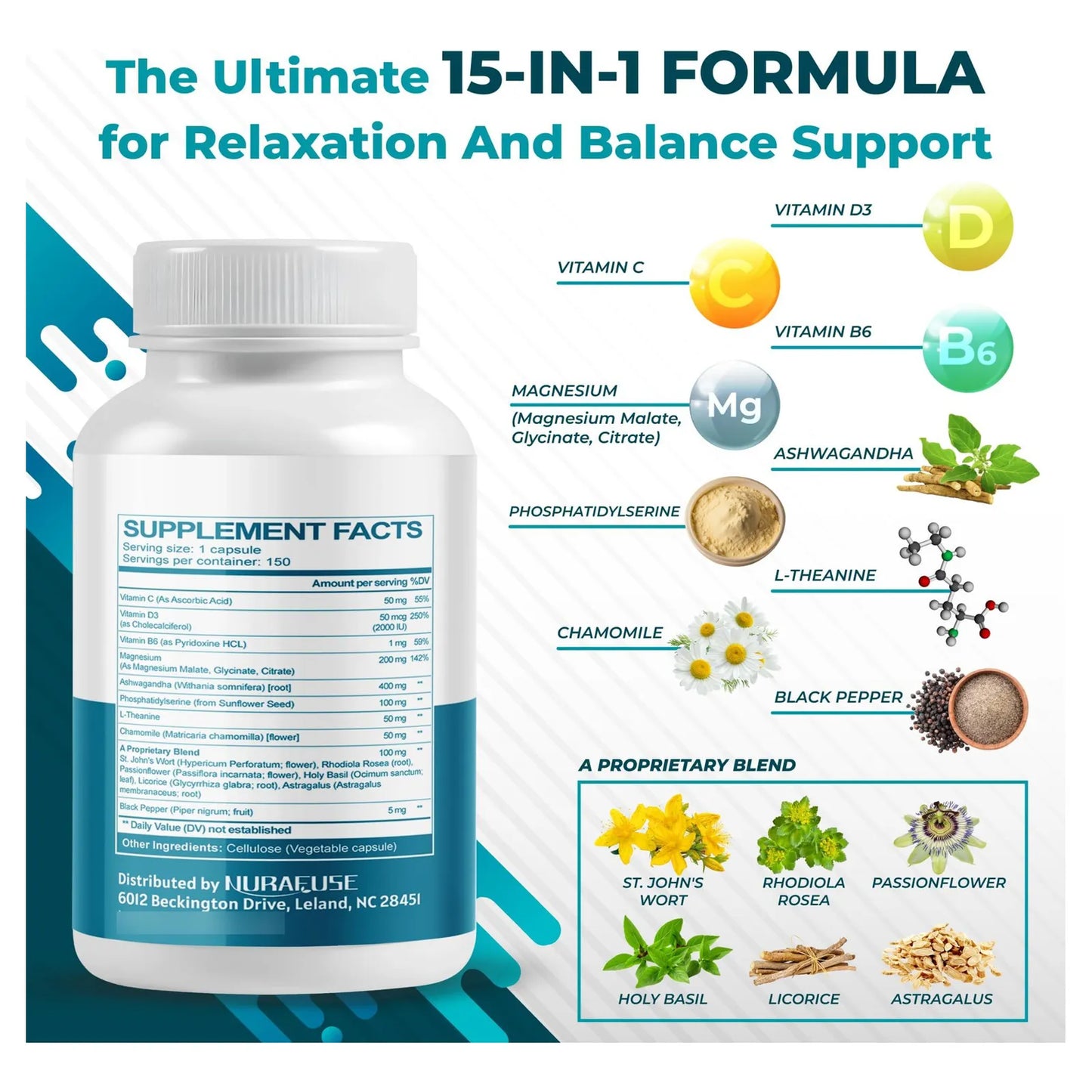 Cortisol Health Ashwagandha Suplemento 15 En 1 Con Fosfatidilserina Y Magnesio