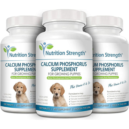 Calcio Fosfato Masticable Para Perros Cachorros Huesos Salud Importado Eeuu 120 Tabletas