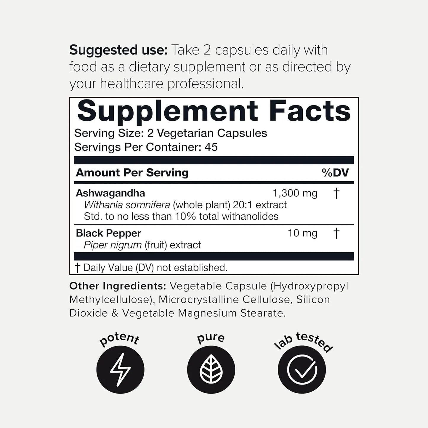Cápsulas De Ashwagandha 26000 Mg Extracto 20x 10% Withanolid Energía y Enfoque Natural