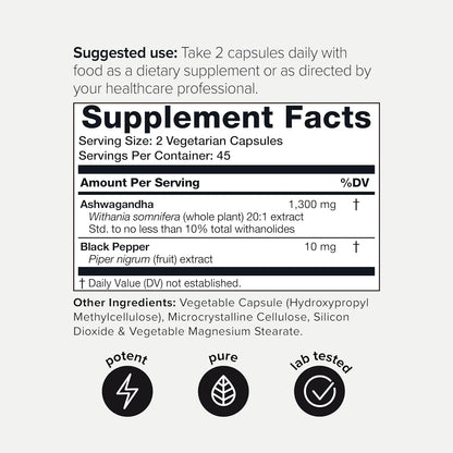 Cápsulas De Ashwagandha 26000 Mg Extracto 20x 10% Withanolid Energía y Enfoque Natural