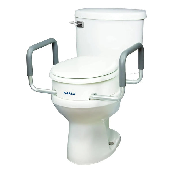 Asiento De Inodoro Elevado Con Brazos Acolchados Soporte 250 Libras Facil Instalacion