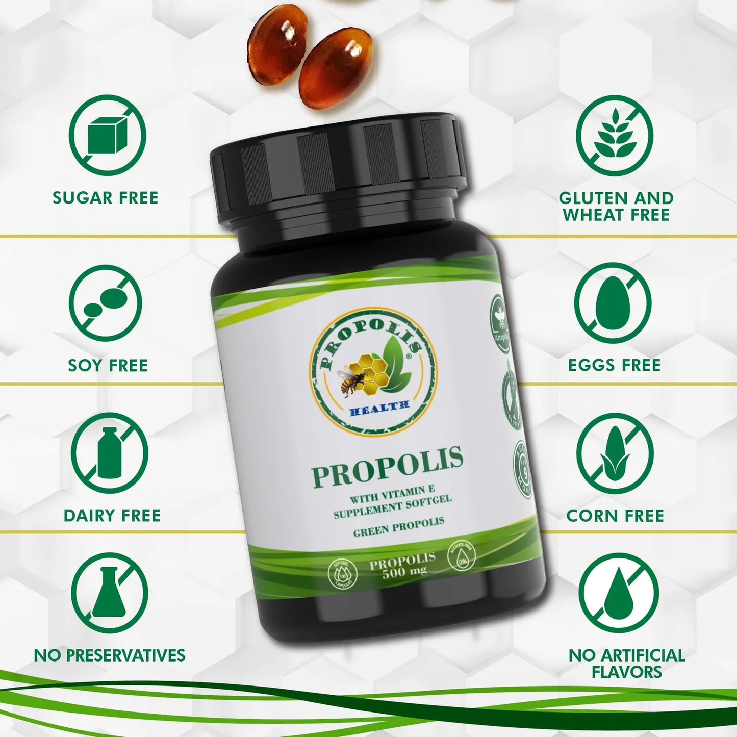 Capsulas De Propoleo Brasileño 1000 Mg Refuerzo Inmunologico Antioxidante Natural