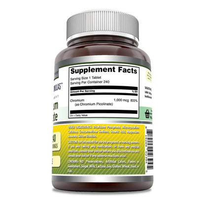 Picolinato De Cromo 1000 Mcg 240 Capsulas Sin Omg Sin Gluten