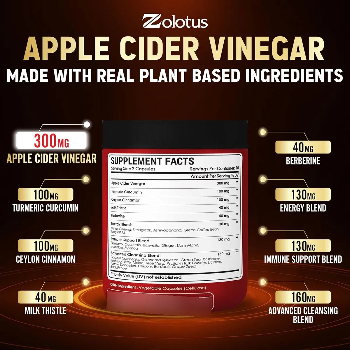 Capsulas De Vinagre De Sidra De Manzana 15000 Mg Con Curcuma 180 Unidades