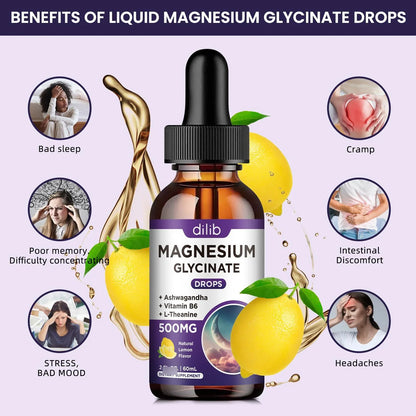 Gotas Líquidas De Magnesio 500 Mg Con Vitamina B6 Ashwagandha Y L Teanina Sabor Fresa