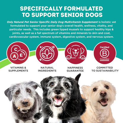 Vitaminas Diarias Para Perros Mayores Only Natural Pet Suplemento En Polvo Sabor Pavo 5.3 Onzas