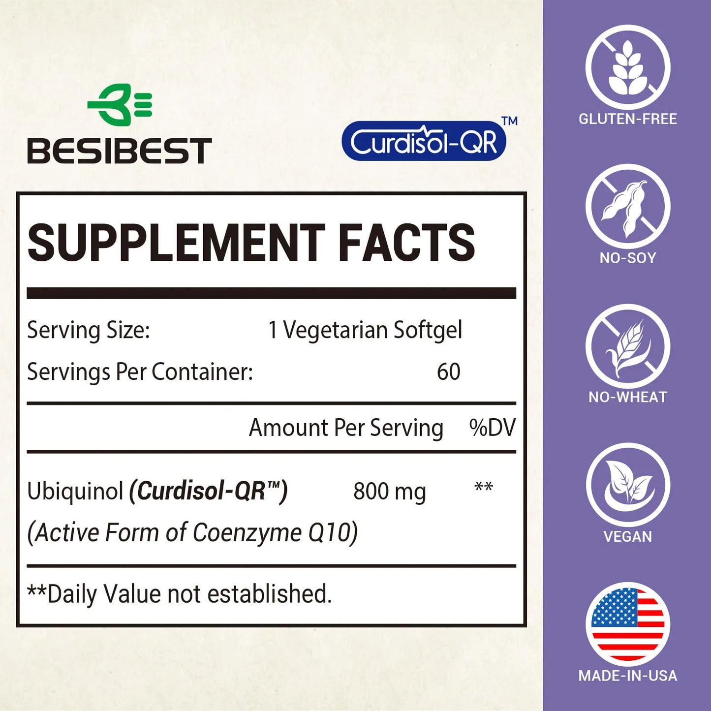 Ubiquinol CoQ10 800 Mg Liposomal Antioxidante Energía Cardíaco Cerebral