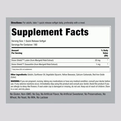 Suplemento De Luteína Y Zeaxantina 20 Mg 180 Cápsulas Blandas Protección Ocular