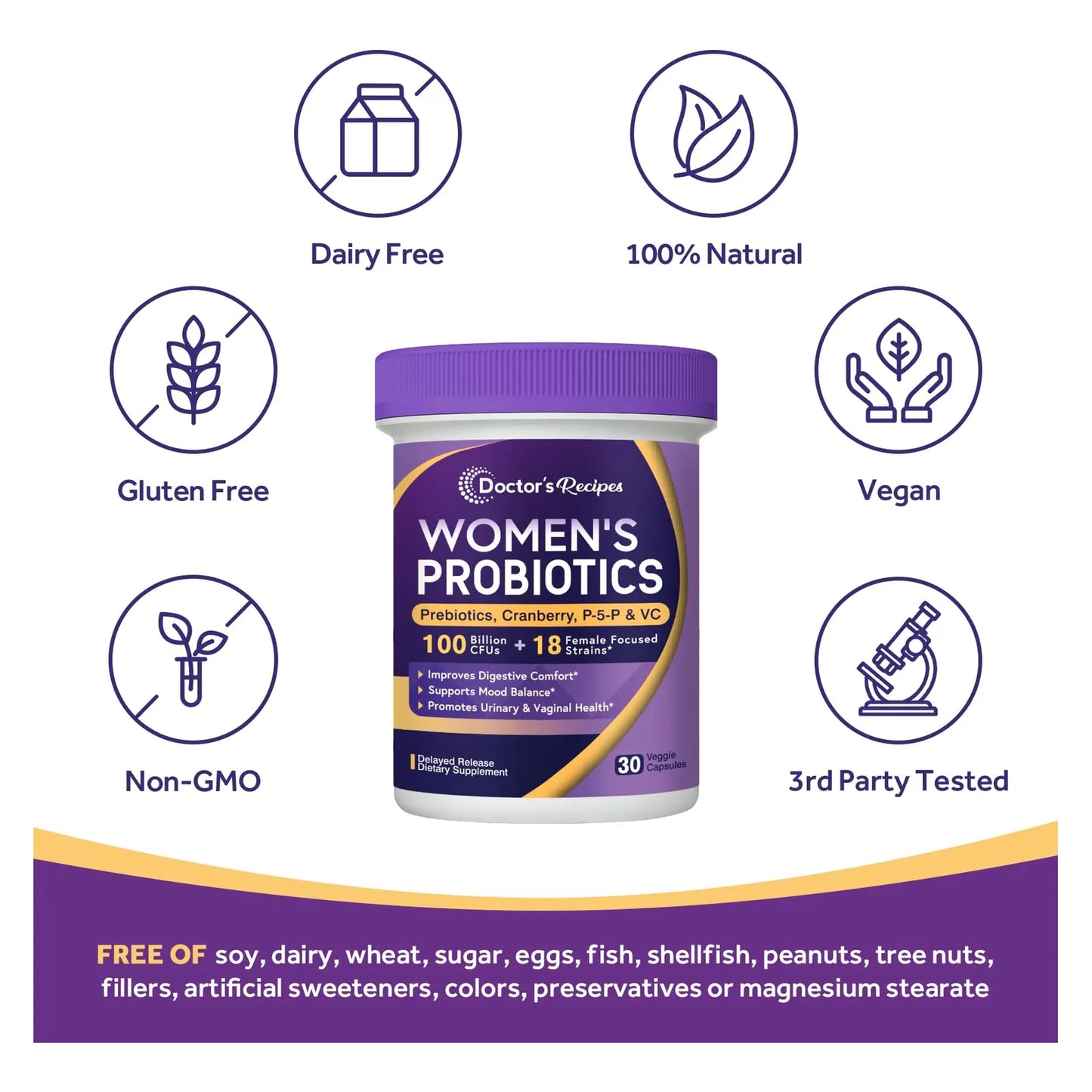 Probióticos Para Mujeres 100 Mil Millones UFC 18 Cepas Con Prebióticos Y Vitaminas
