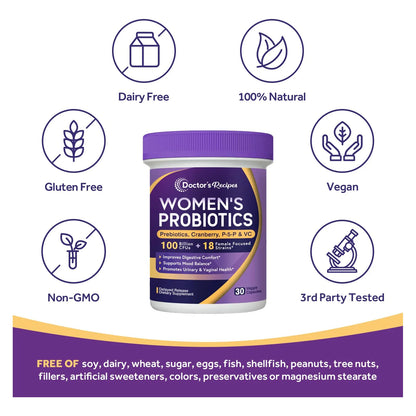 Probióticos Para Mujeres 100 Mil Millones UFC 18 Cepas Con Prebióticos Y Vitaminas