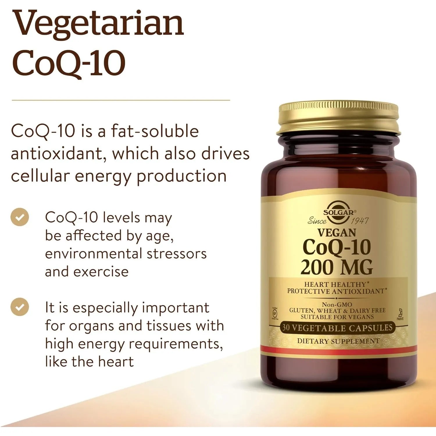 Coenzima Q10 Vegetariana Solgar Bienestar Diario 30 Cápsulas - Imagen 2