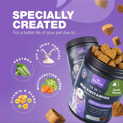 Multivitaminas Masticables 15 En 1 Para Perros Con MSM Salud Articular Y Piel