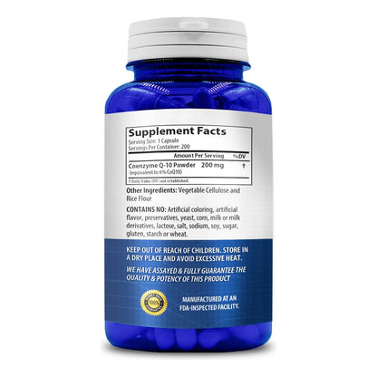 Cápsulas CoQ10 200 Mg Ubiquinona Vegana De Fácil Absorción Para Energía Piel Y Corazón