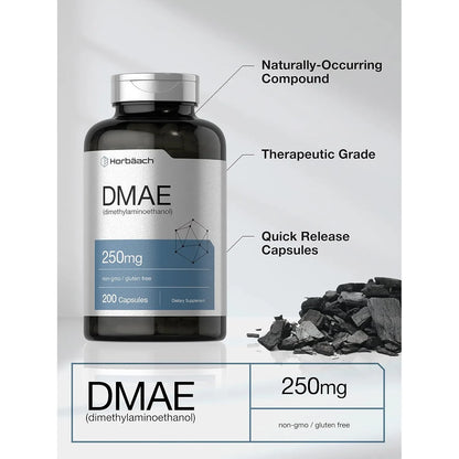 Dmae 250 Mg 200 Capsulas Bitartrato Puro Energia Cognitiva