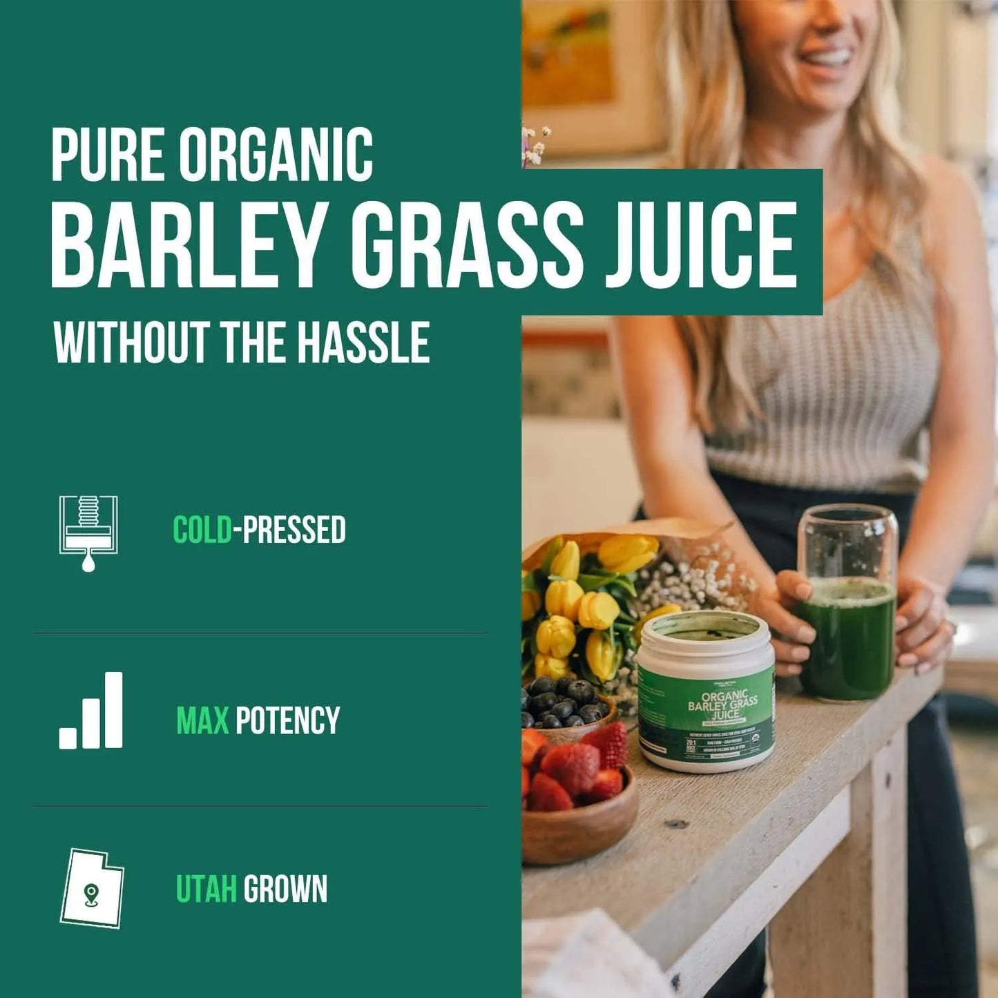 Polvo De Jugo De Hierba De Cebada Orgánica Cruda Prensado En Frío Energizante Y Alcalinizante
