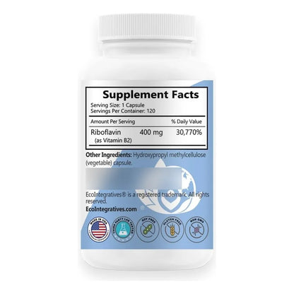 Riboflavina Pura 400 Mg Energia Claridad Mental Salud Cardiovascular
