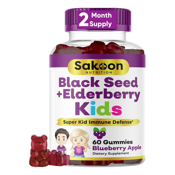 Gomitas De Aceite De Saúco Y Semillas Negras Para Niños Refuerzo Inmunológico Con Vitaminas