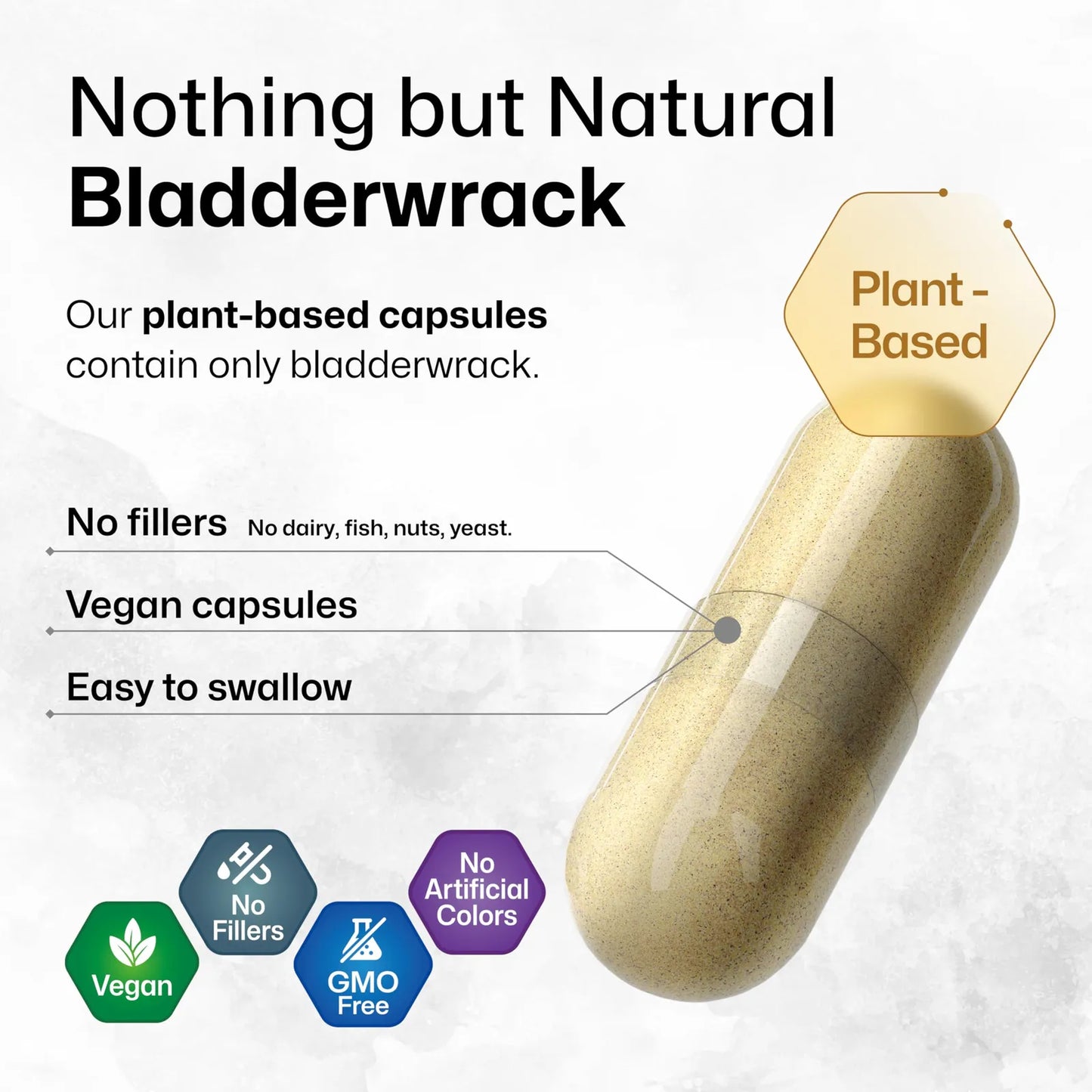 Cápsulas Bladderwrack De 1200 Mg 100 Unidades Fuente Natural De Yodo Veganas