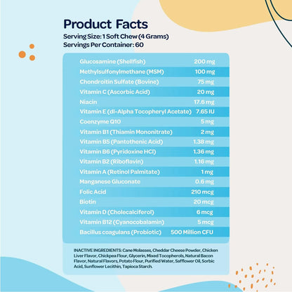Multivitamínico Masticable 12 En 1 Con Glucosamina Para Perros Salud Articular Y Digestiva