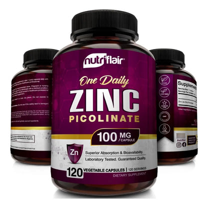 Picolinato De Zinc 100 Mg 120 Cápsulas Veganas Alto Absorción Usa