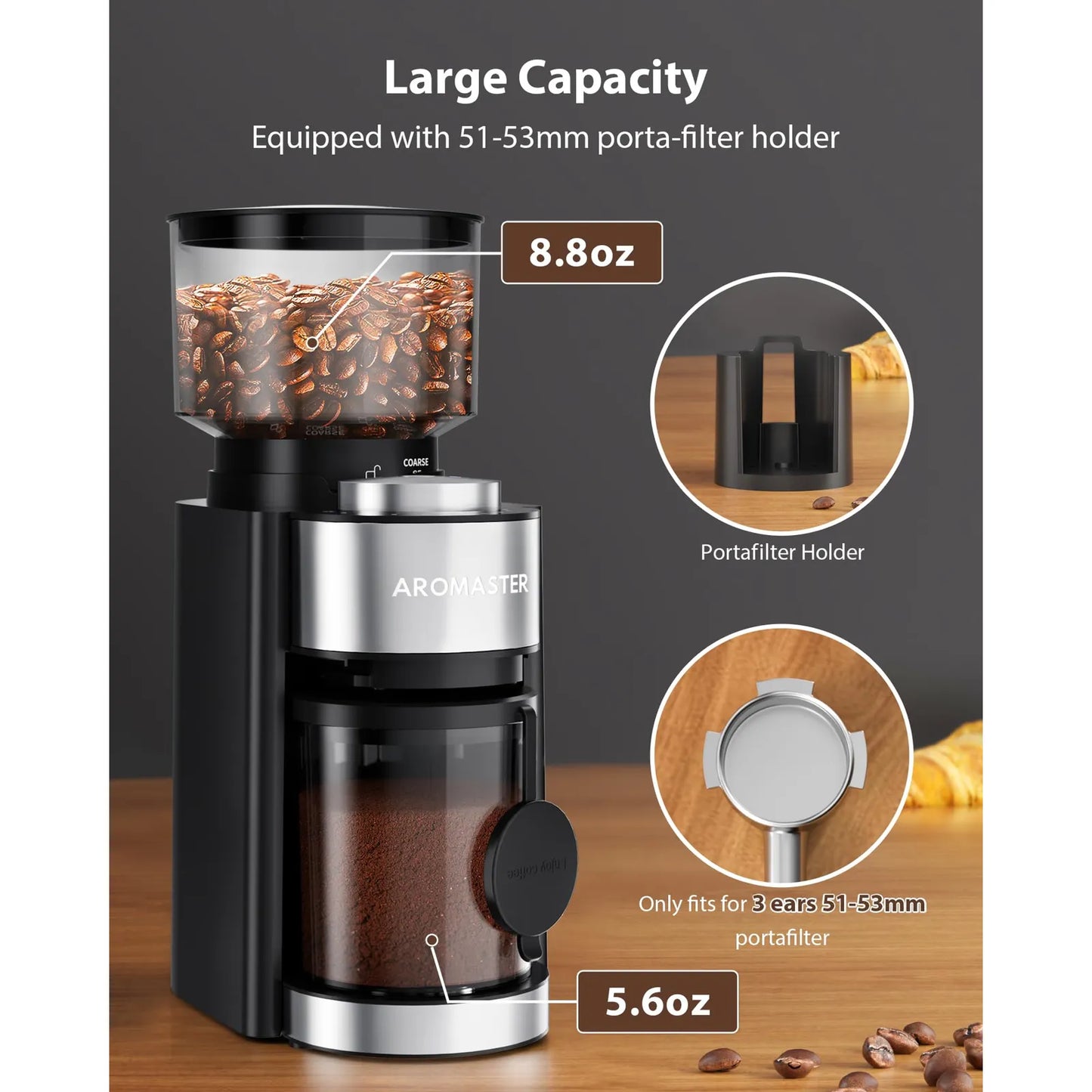 Molinillo De Café Cónico Ajustable 25 Niveles Temporizador 2 A 12 Tazas