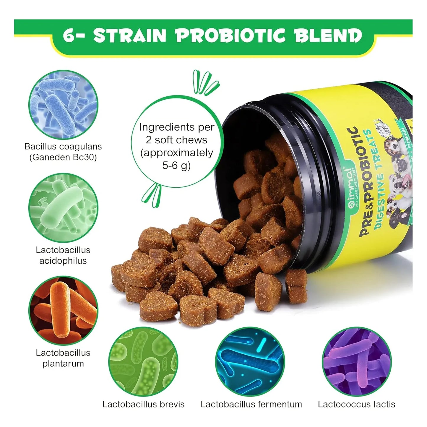 Golosinas Masticables Probióticas Para Perros 120 Unidades Salud Digestiva