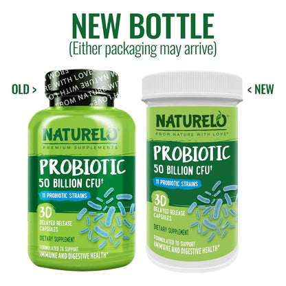 Probiótico NATURELO 50 Mil Millones CFU 11 Cepas Digestión E Inmunidad 30 Cápsulas Veganas