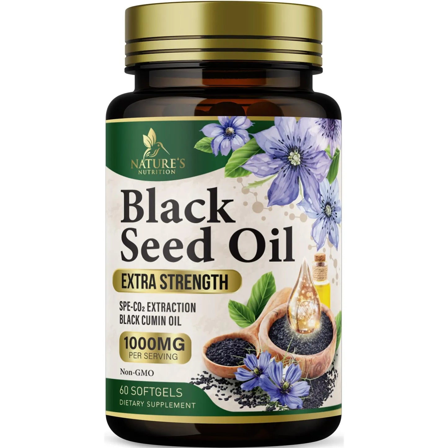 Capsulas De Aceite De Semilla Negra 1000 Mg Antioxidante Prensado En Frio Vegano