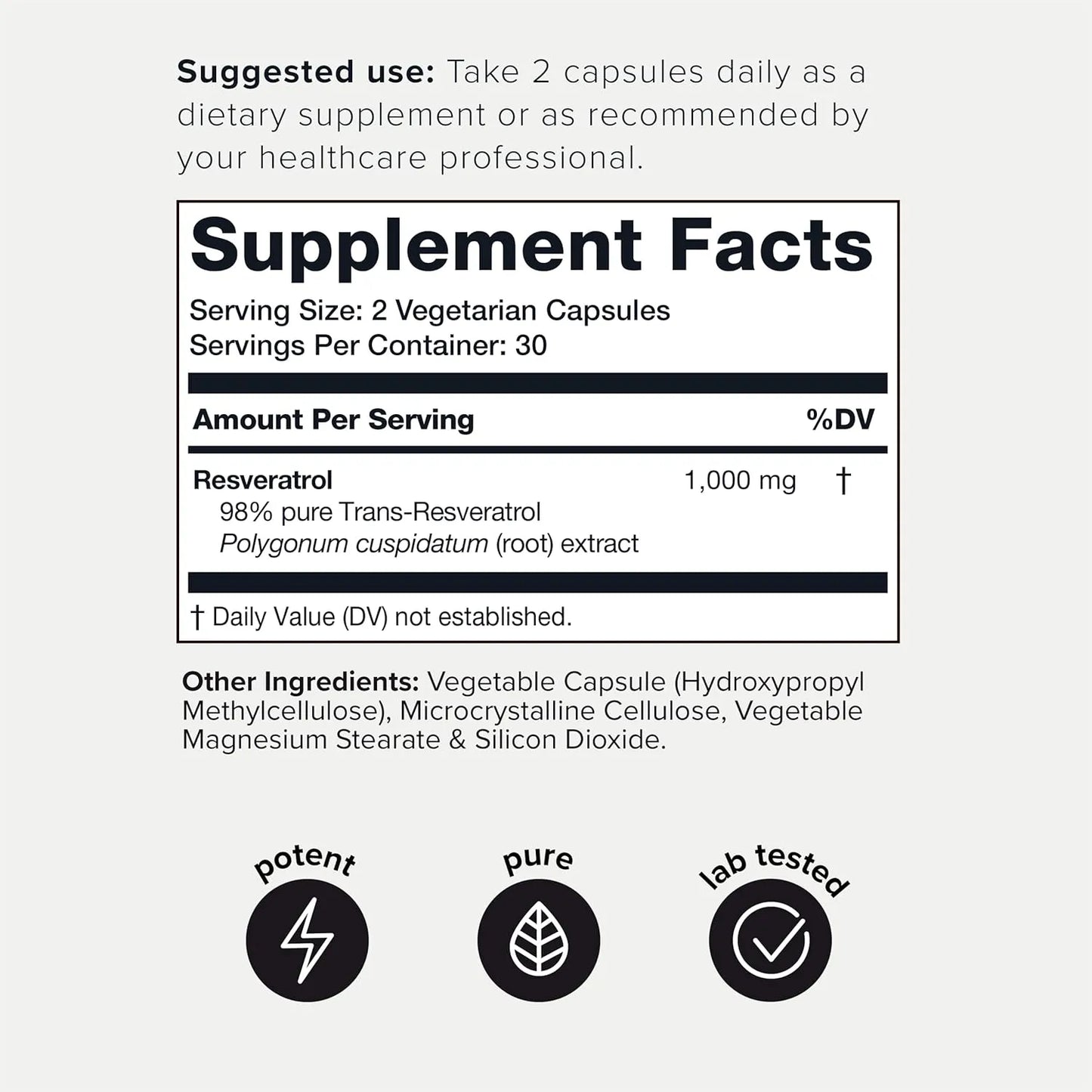 Resveratrol Trans 1000mg 98% Puro Antioxidante Toniiq Sin Sabor - Imagen 2