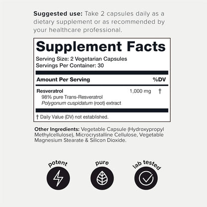 Resveratrol Trans 1000mg 98% Puro Antioxidante Toniiq Sin Sabor - Imagen 2