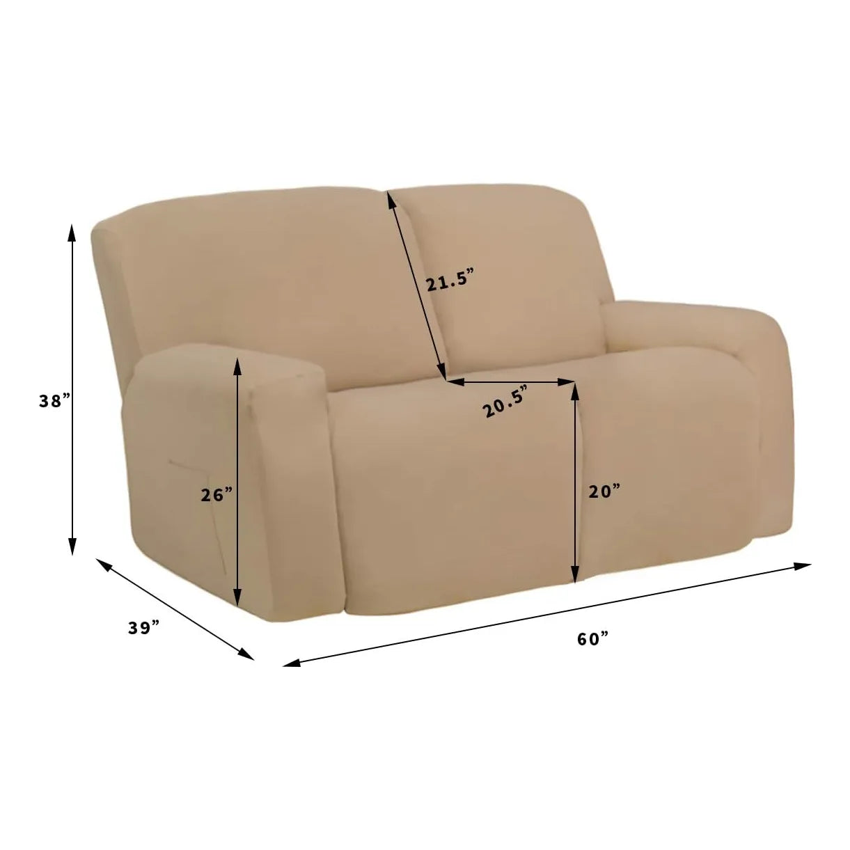 Funda Elastica Microfibra Reclinable 2 Cuerpos 6 Piezas Negra Proteccion Suave Y Lavable