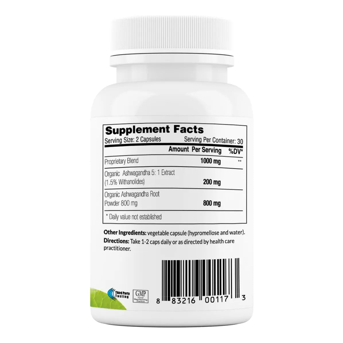 Capsulas Organicas De Ashwagandha 500 Mg Alivio Natural Del Estrés Y Energía Vegano Sin Gluten