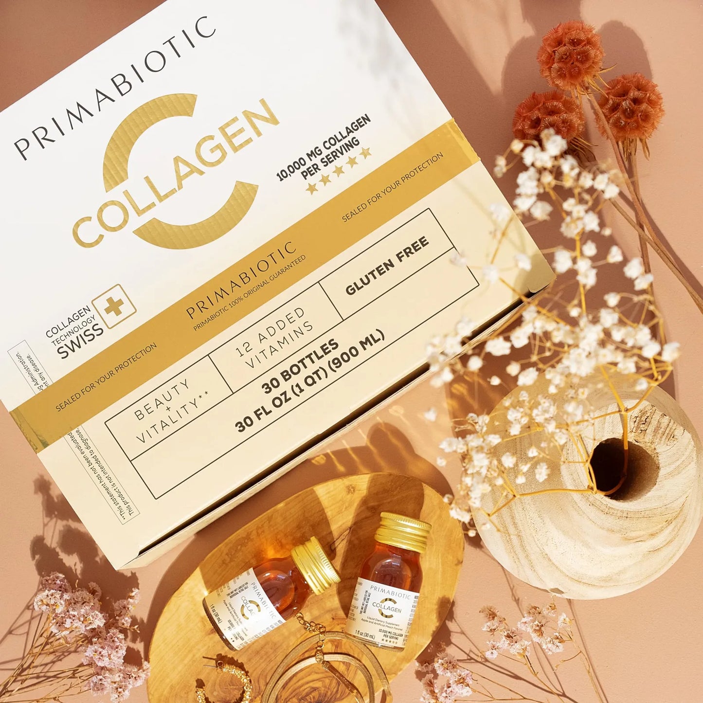 Colageno Liquido 10000 Mg Hidrolizado Con Vitaminas Sabor Frutal 30 Botellas