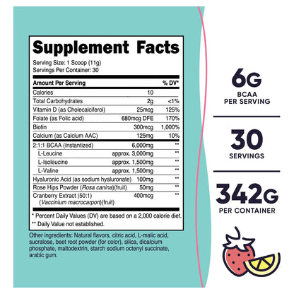 BCAA Para Mujer Limonada De Fresa 30 Porciones Sin Gluten Y Sin Omg
