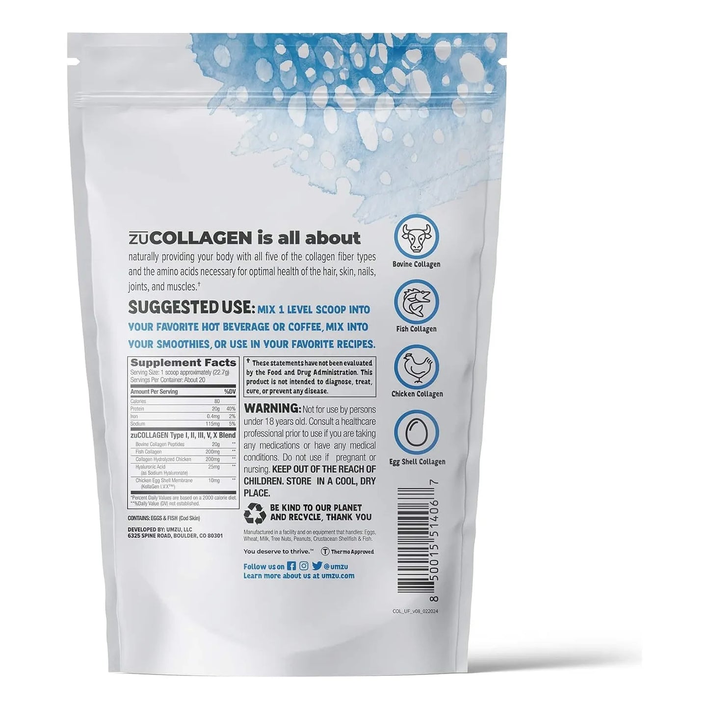 Proteína Hidrolizada En Polvo Con 5 Tipos De Péptidos De Colágeno Para Piel Cabello Y Articulaciones