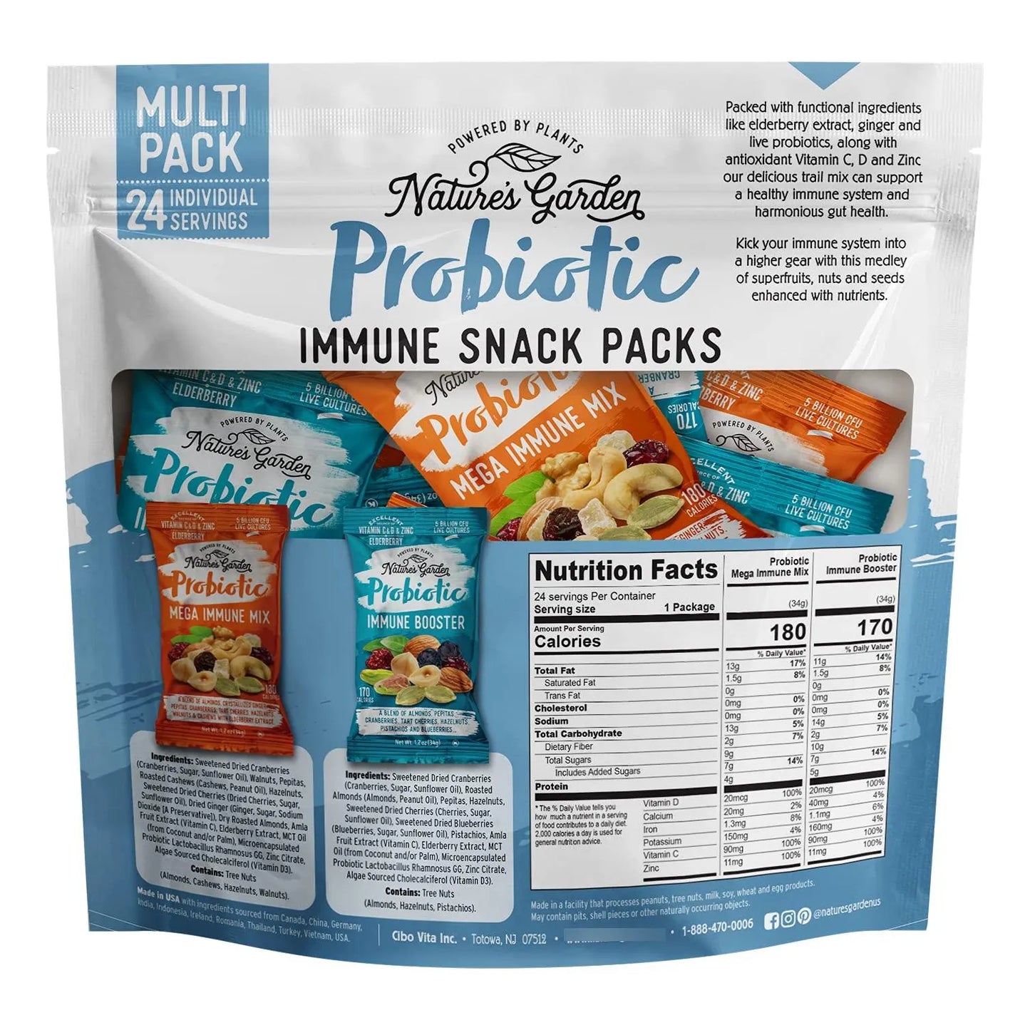 Paquete De Bocadillos Probióticos Inmunes Natures Garden 2 Unidades 816g