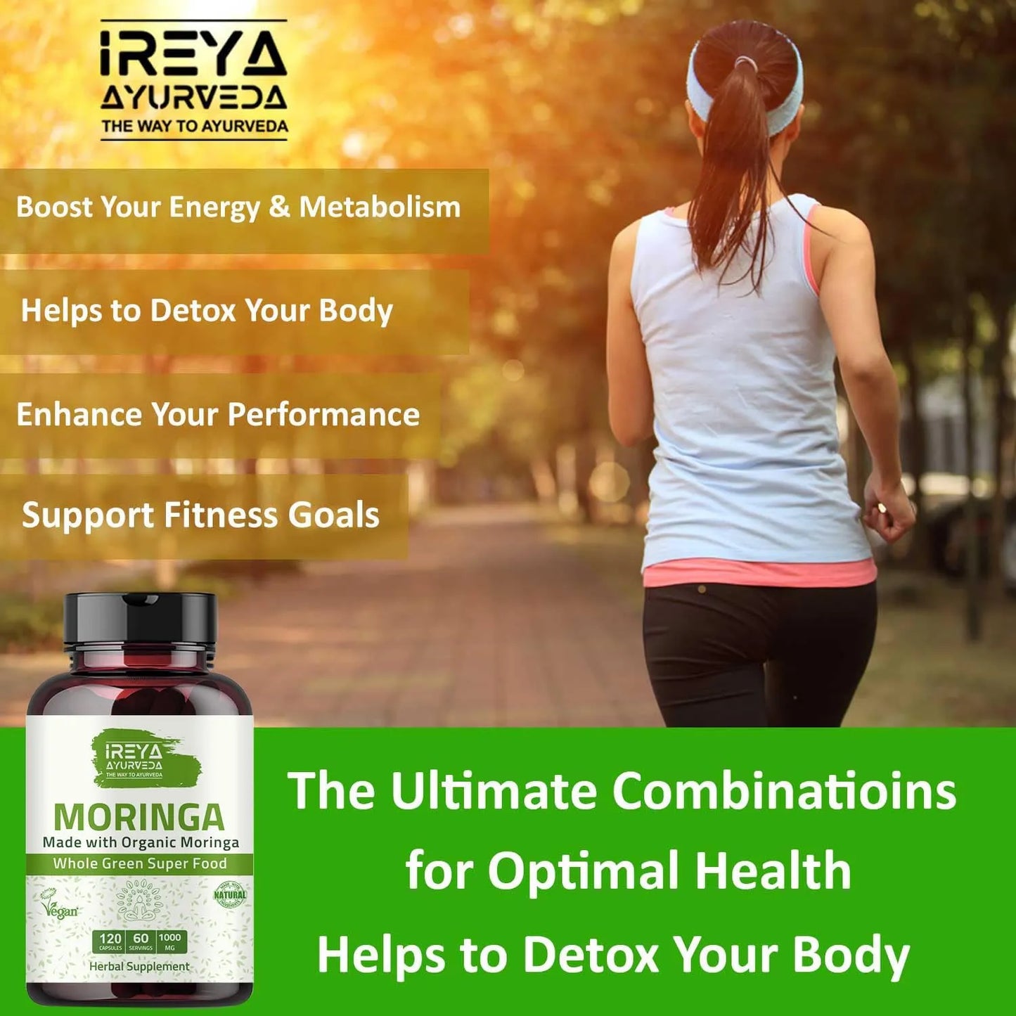 Capsulas De Moringa Organica 1000 Mg 120 Unidades Superalimento Puro