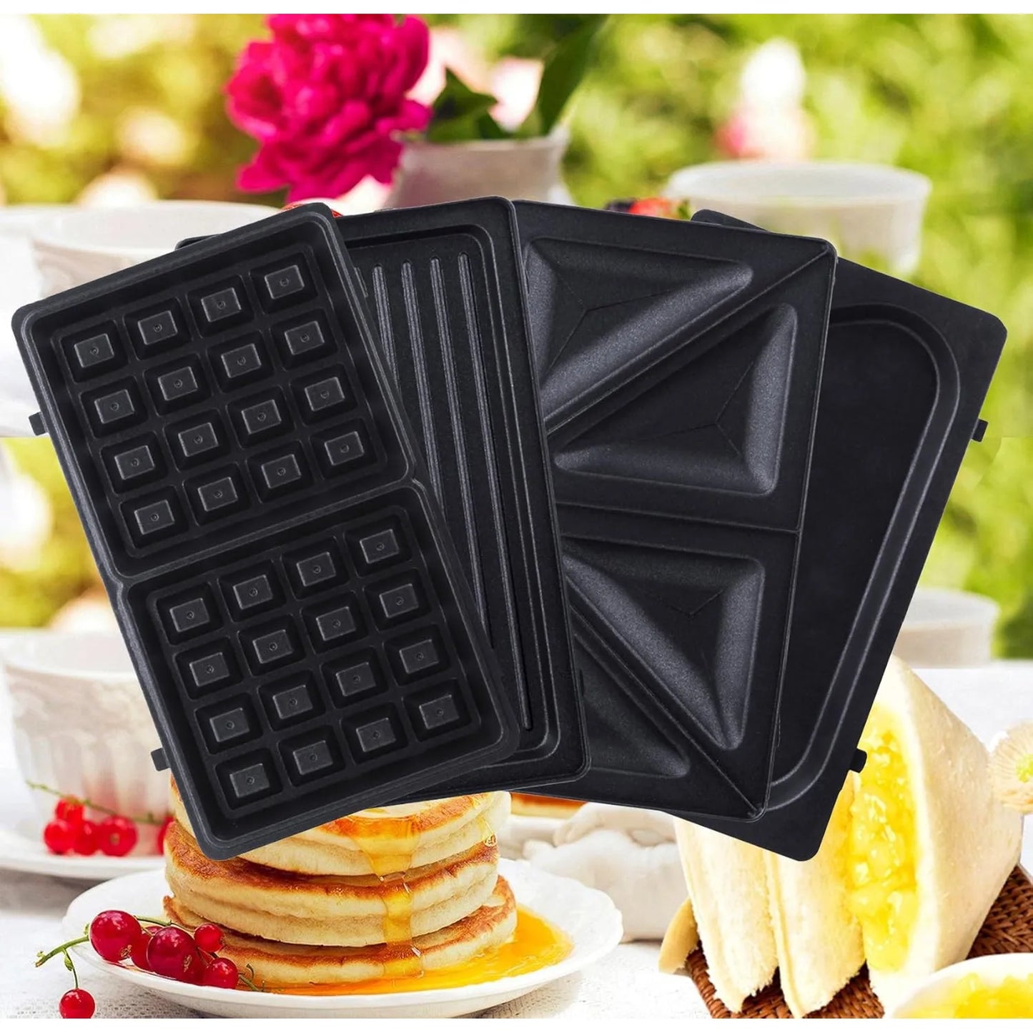 Sandwichera 4 En 1 ZZ S6141A B Para Waffles Tortillas Y Sandwich
