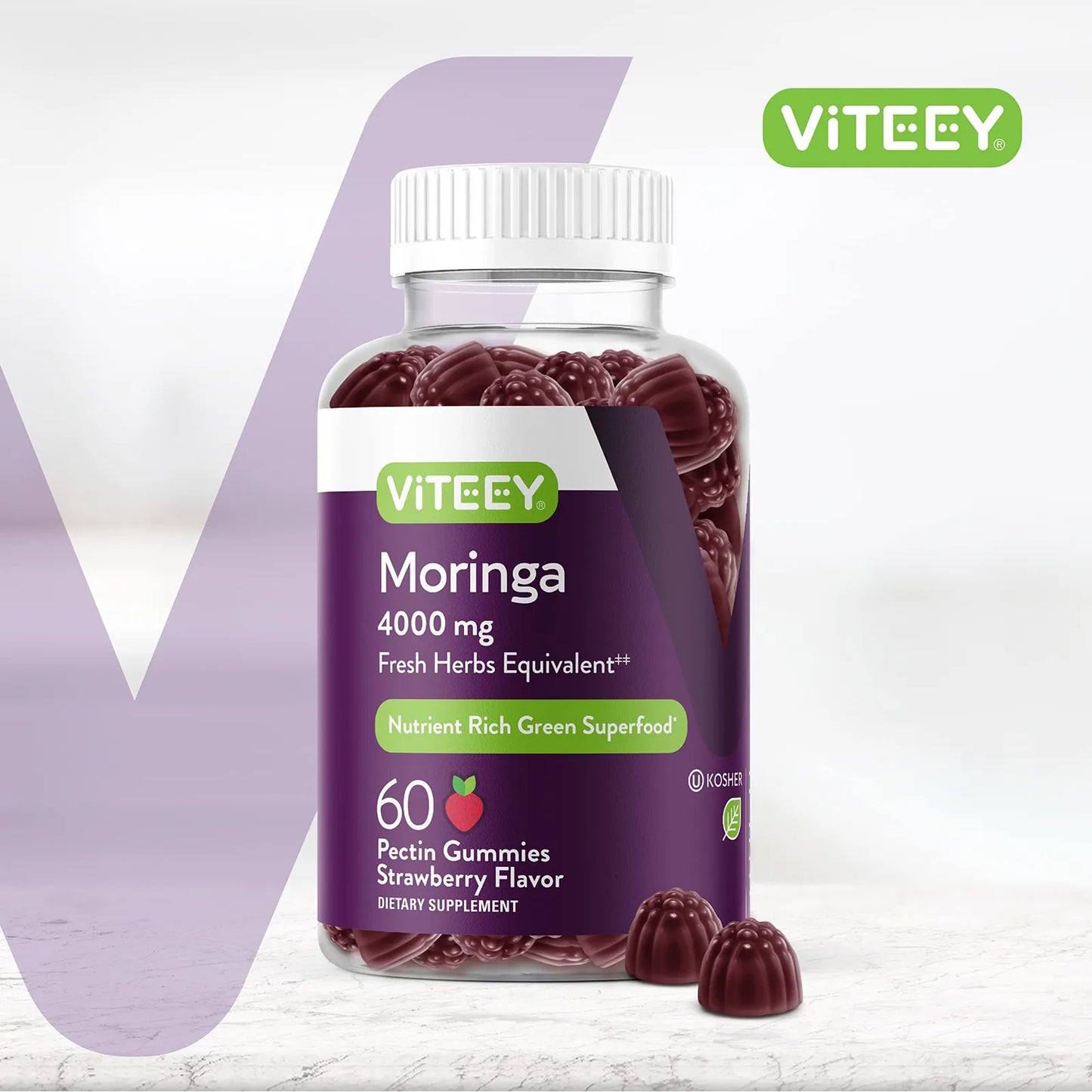 Gomitas De Moringa 4000 Mg Energía Inmunológico Vegano Sabor Fresa