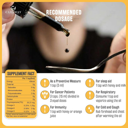 Aceite De Semilla De Comino Negro Prensado En Frio CARAWAY 8 Oz Refuerza Inmunidad Y Cabello