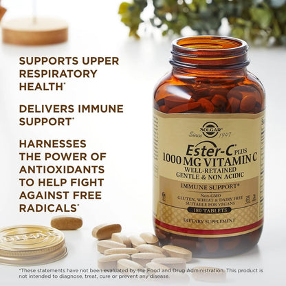Ester C Plus 1000 Mg Vitamina C No Acida 180 Tabletas Solgar Defensas 24H