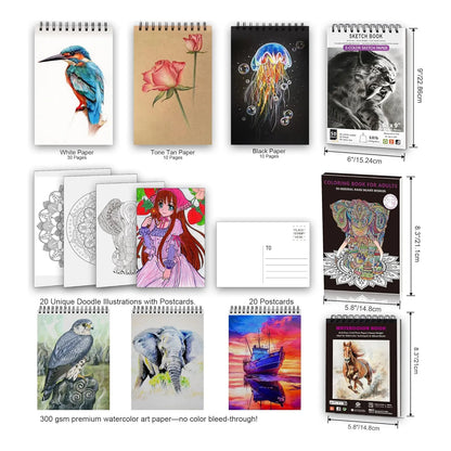 Juego De Dibujo Y Bocetos 136 Piezas Suministros De Arte Profesional HIFORNY