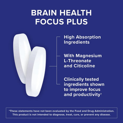 Brain Health Focus Plus L Treonato Magnesio Citicolina Mejora Concentracion 60 Caps