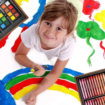 Juego De Arte De Lujo 145 Piezas Caja Madera Kit Dibujo Y Pintura Completo