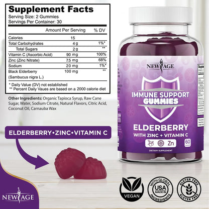 Gomitas Sambucus Elderberry Con Vitamina C Y Zinc 180 Unidades Apoyo Inmune