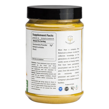 Polvo De Raíz De Berberis Aristata 200g Hierbas Ayurvédicas Sin Gluten Vegano